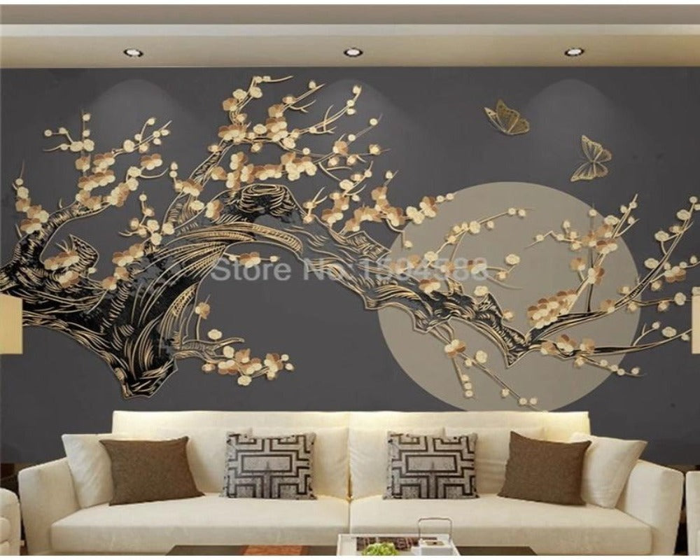 3D Wallpaper Chinese Blossom Moon
